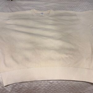 GAP Men's 100% cotton Off-White Ribbed Crewneck Sweater